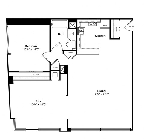 D2 Ocean View 2d Floor Plan, Sea Castle by Windsor, Santa Monica, CA 90401